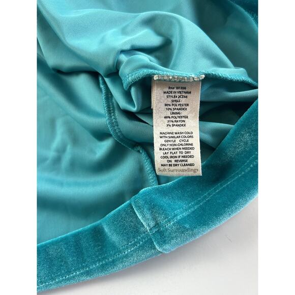 Soft Surroundings L Large Turquoise Isolde Velvet Tunic Top Long Sleeve V-Neck - Picture 5 of 13